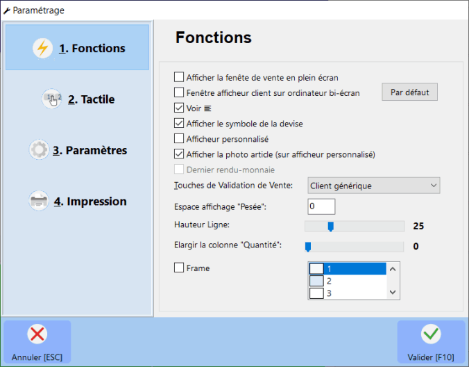 firstmag point de vente - paramétrage vente